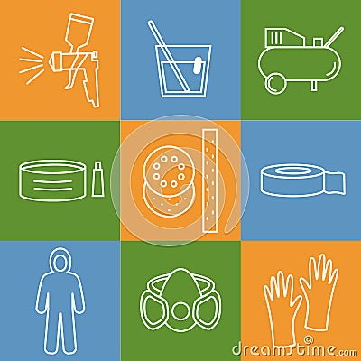 Icon set painterâ€™s equipments Vector Illustration